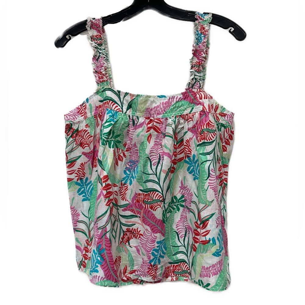 Cynthia Rowley Tropical Linen Halter Top Button Back Detail Size S